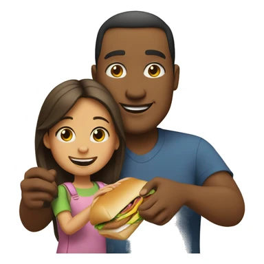 Dad giving his daughter a subway sandwich   sticker