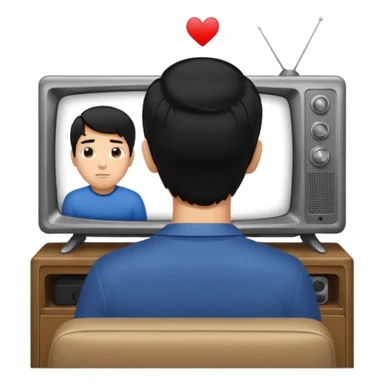 man with black hair seen from behind watching television sticker