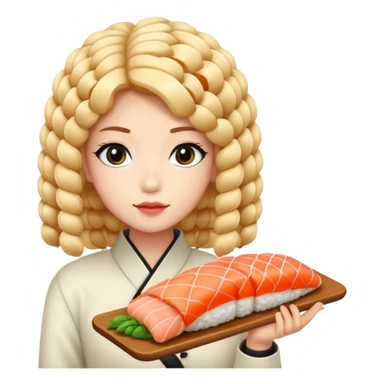 un coreano di 18 anni con sushi con il pizzetto capelli ricci e lunghi sciolti  neri con un IQOS in mano  sticker