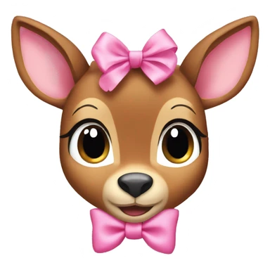 bambi with a pink bow and pink ears sticker
