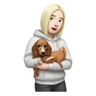 billie eilish holding a wiener dog sticker
