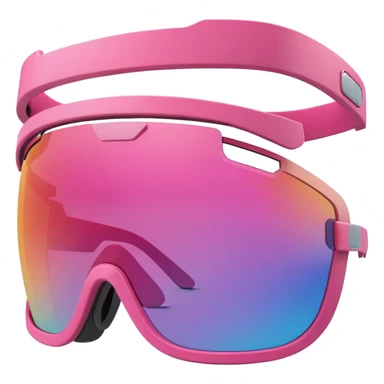 sporty pink shield visor sunglasses with thick layered frame, multi-level chunky design, substantial build, one-piece lens with color gradient sticker