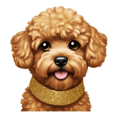 Red maltipoo with gold glitter garland around his neck sticker