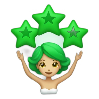 Green women holding three stars above head sticker