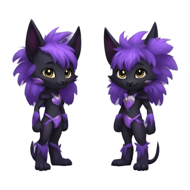 Anthro-Edgy-Cool-Black-Purple-Contrast-Colors-Fantasy-Fur-Sona-Chibi-Shiny-Fakémon-Hybrid full body sticker