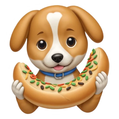 dog holding bagel sticker