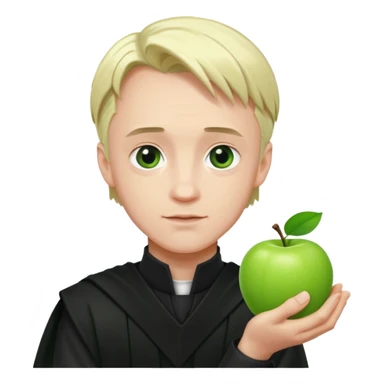 draco malfoy with green apple in his hand sticker