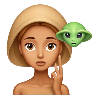 woman thinking of aliens sticker