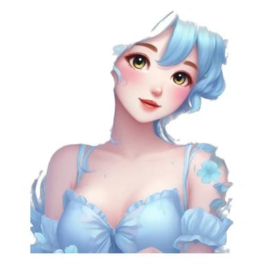 Gorgeous Shiny Pastel Blue Anime-Style Lady Butterflies flower petals leaves cottagecore fairycore pastelcore kawaii aesthetic trending style sticker