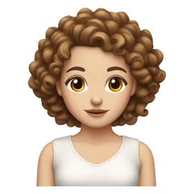 White girl with curly brown hair and brown eyes with lashes sticker