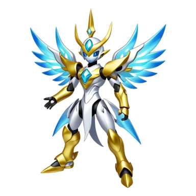 Shiny Futuristic Celestial Godly Fakemon-Pokemon-Digimon-Spectrobes-fusion, full body sticker