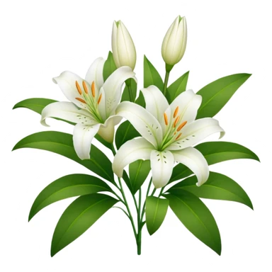 white lilies with green leaves sticker