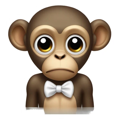 Monkey with sad eyes and white bow on side of head  sticker