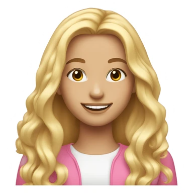 smiling girl with long blonde hair, long lashes, and pink lips sticker