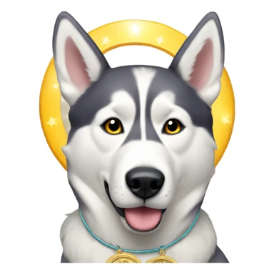 Husky with a saint halo above head in New Orleans  sticker