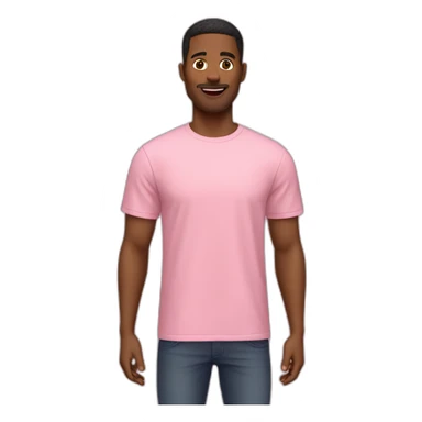 Homme avec un t-shirt rose sticker