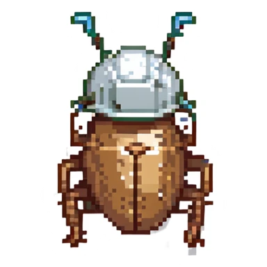 Tiny bug (cockroach) wearing a construction helmet sticker