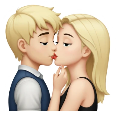 Blonde boy kissing black haired girl  sticker