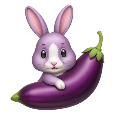 Un lapin avec une aubergine sur la tête sticker