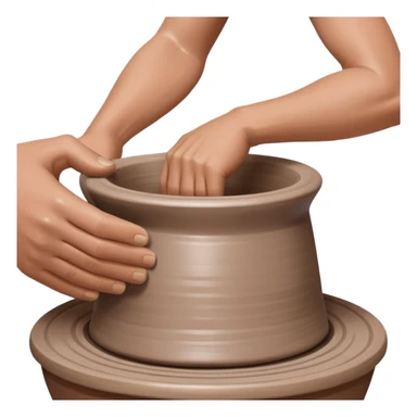 thumb pressing side of clay down onto a silver pottery wheel, thumb at the bottom of the clay, pottery gesture sticker