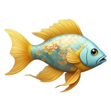 Golden fish with floral pattern on scales sticker
