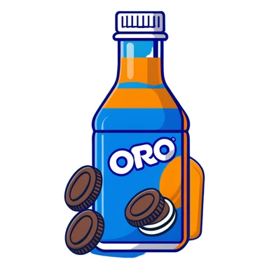 orange juice bottle with Oreo cookies sticker
