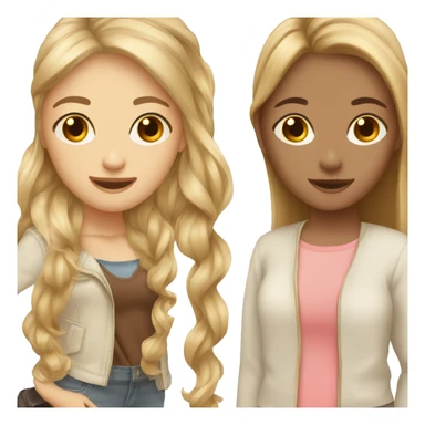 two girl best friends one with brown hair and one with blonde sticker
