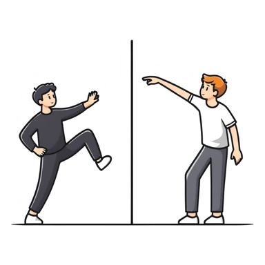 couple with contrasting attachment styles, one person leaning away (avoidant) and one person reaching toward them (approachable) sticker