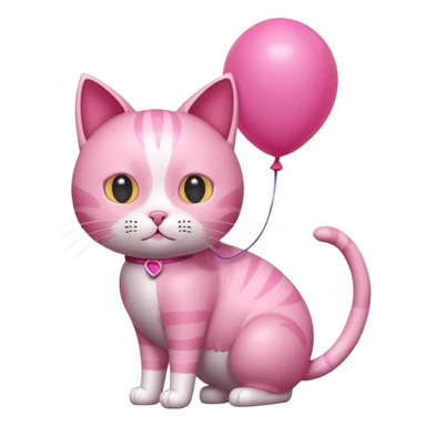 Make a pink cat with a balloon head, no the head is a balloon with the details of the cat head on the balloon head, make the body visible enough to where it’s big enough to be roughly the size of a cat body and make sure THAT THE CATS HEAD IS A BALLOON sticker