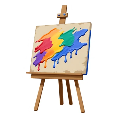 canvas on an easel with paint strokes sticker