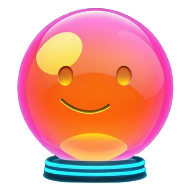 🎱, minimalistic transparent glass 3d neon glowing sticker