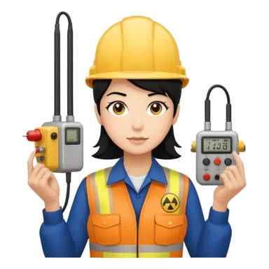 Electricity power employer at work with black hair sticker