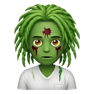 Emoji de zumbi com camisa branca locs no cabelo  sticker