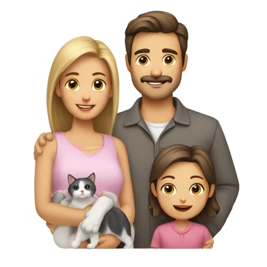 Familia de hombre mujer y un gato sticker