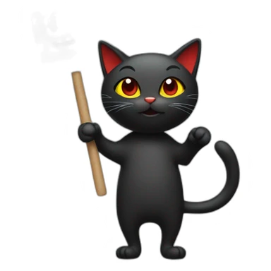 black and red cat holding a sign with text sticker
