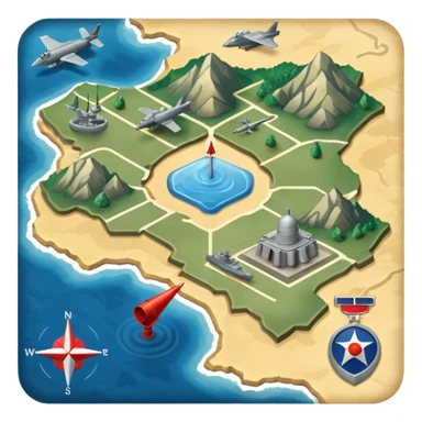 strategic military map with military objects sticker