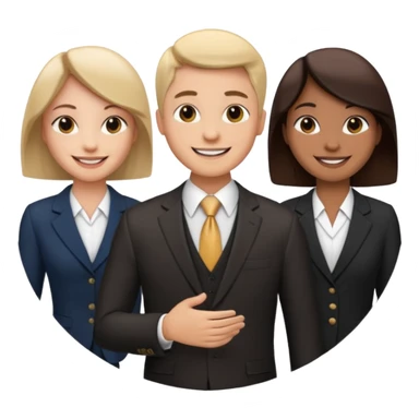 3 people business meeting circular crop sticker
