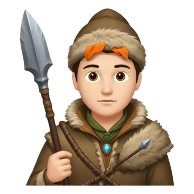 A hunter man wearing fur clothing and holding a stone spear.


















 sticker
