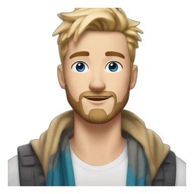 blond-guy-with-taper-fade,-straight-tiktok-guy-front-and-top-of-hair-and-dark-blonde-beard-and-blue-eyes-and-big-nose-and-scarf-on-the-middle-of-forehead sticker