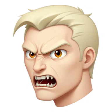 young angry man in profile view with sharp fangs and intense expression sticker