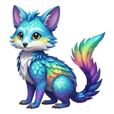 Colorful dark tropical iridescent pastel white glorious divine exotic cute cool beautiful shiny beautiful fantasy-vernid-Trico-oncilla-animal-Fakémon-hybrid-fursona (full body) sticker