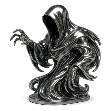 metallic wraith, with swirling forms and an eerie, supernatural aura sticker