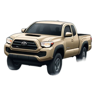 A 2003 Toyota Tacoma 2wd ext cab tan driving in the snow  sticker
