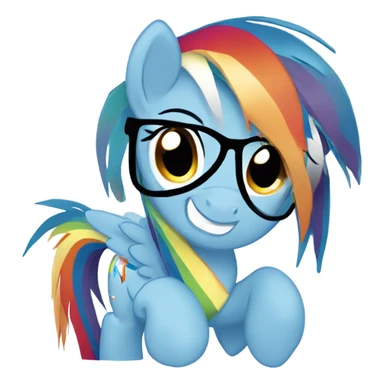 Rainbow dash my little pony emoji with black glasses on  sticker