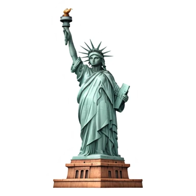 cinematic-realistic-statue-of-liberty-landmark-emoji,-depicted-with-the-iconic,-majestic-statue-set-against-a-clear-sky-rendered-with-detailed-textures-and-dramatic,-symbolic-lighting. sticker