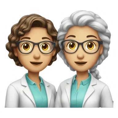  two scientists girls holding one clear beaker sticker