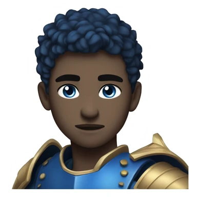 a 6'5" 19 years old Irish, teenage boy with slightly dark short hair. He wields a dark blue flaming sword, and wears a blue armor. He has blue eyes. He is very serious & strong  sticker