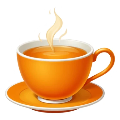 Hermès-style cup of tea, elegant, orange and gold accents, luxury, simple and cute emoji style sticker