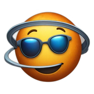 planet Mercury with a cartoon smiling face with sunglasses sticker