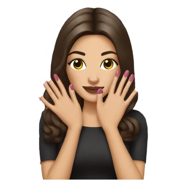 A brunette gets a manicure sticker